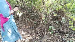 Indian Desi Village Bhabhi enjoying sucking dick in the jungle