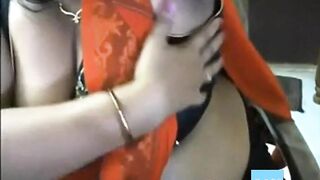 BBW Indian MILF Teasing in a Sari on Webcam