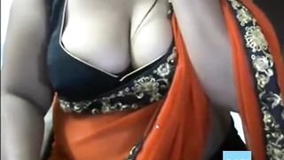 BBW Indian MILF Teasing in a Sari on Webcam