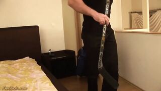 Cute real flexible teen doll gets rough ass fucked