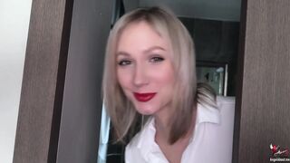 Make bigger cumshoot in new Angel's pumps