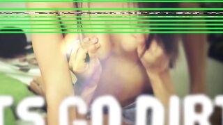 Blonde girl leans on a bike as she gets fucked hard outdoors