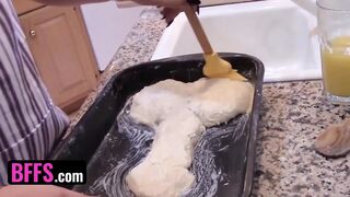 BFFS - The Best Valentines Day Gift Is Three Oiled Up Juicy Pussies Served Straight In The Kitchen