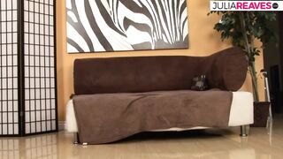 Tattooed girl gags on a monster black cock, rides it to a cumshot