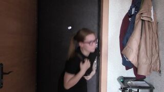 After Work Beauty Jerks off to Porn with Lesbians