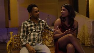 Girl was sitting alone in the garden at night seeing the girl boys mood change