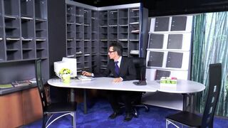 Hot fuck with nerdy secretary in the office