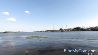 Exhibitionist Blonde Flashes Her Big Ass on a River Walk