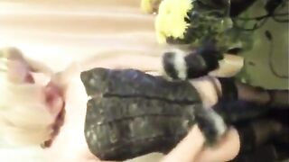 Russian Amateur in Leather Gloves and Stockings