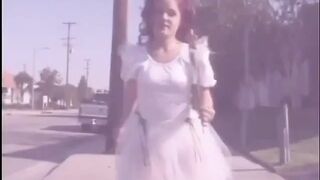 Redhead midget babe gives head to handsome dude