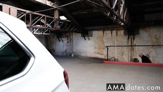 French MILF Rough Anal Threesome in Parking Lot