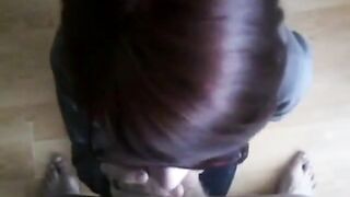 Brunette Amateur BlowJob with Cum in Mouth