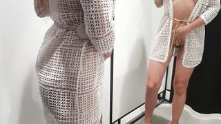 Fitting Room Cam: Brunette Babe Undresses