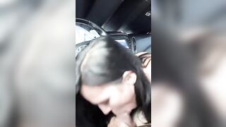 Blowjob in the Car with a Brunette Babe