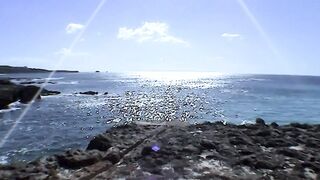 Wet Cunt Fucked by Vibrator on the Beach