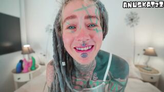 Heavily Ink'd TEEN Self fucking Big Toy