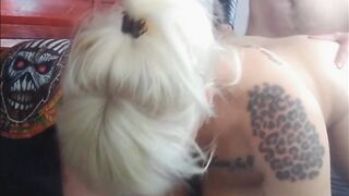 Blonde tattooed cheeky slut