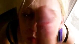 Amateur Blowjob Facial on Balcony