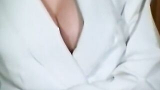 British Secretary Strips from Lingerie to Stockings for Softcore Fun