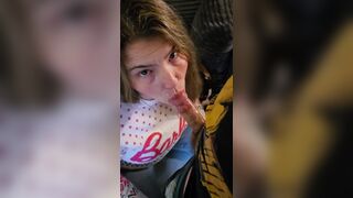 Deep throating his cock before shopping