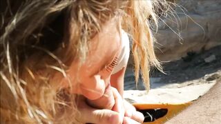 Public Blowjob in Petra - Amateur Babe Swallows Cum