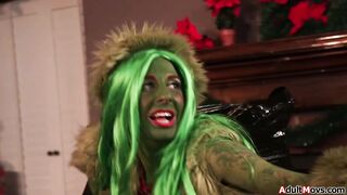 The Grinch tried all she can but the babe is still fucking her man