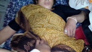 Indian daughter-in-law sat on his cock and fucked daughter-in-law's pussy