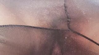 Brunette teen masturbates in pantyhose until orgasm