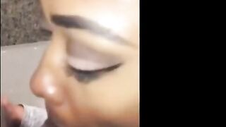 Black Girl's Cheating Blowjob in Bathroom