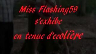 French Amateur Flasher in Schoolgirl Outfit