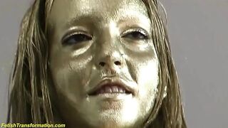 Real gold body painted teen statue
