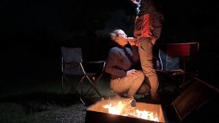 Rough Sex in a Public Park - Big Tits Exposed by the Fire!