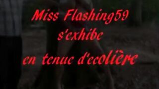 French Amateur Flasher in Schoolgirl Outfit