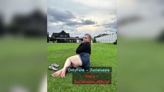 The teacher shakes and rubs her pussy with glasses