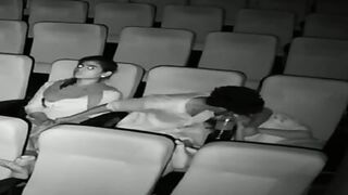 Threesome Romance In Theatre Caught In Night Vision