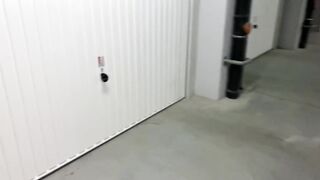 Stunning College Girl Stuck in Garage Gets an Unexpected Cum Load on Her Le