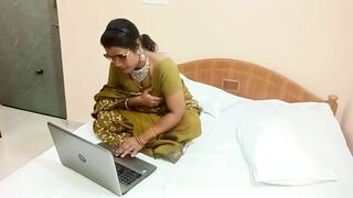 Indian Beautiful Delhi Bhabhi Watching Porn Video and Pressing Boobs then Young Office Friend Seen and Hot Sex on Bed