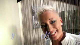 Tattooed blonde gets pleasured in POV