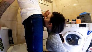 Big Cock Blowjob in the Guest Toilet by Amateur Teen Babe