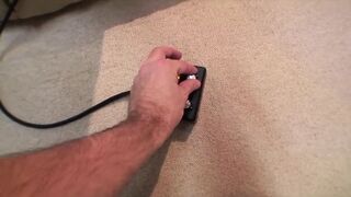 Inked slut seduced by sybian while sucking cock