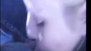 Blonde Amateur Gives a Blowjob in a Car