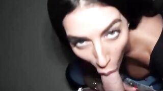 Cross-Eyed Brunette's Deepthroat Blowjob