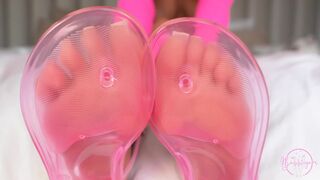 Jelly Flip Flops Shoejob & Footjob - Blonde with White Toes