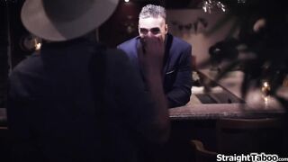 Waitress takes out her boss his cock and suck behind counter