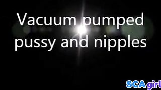 Pumpad fitta och bröstvårtor i BDSM POV Video