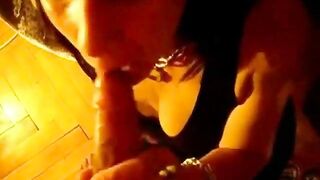 Mature French Amateur Gives a Blowjob on Christmas