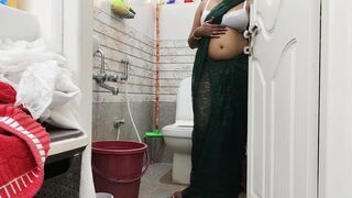 Indian couple romance during Shower