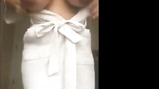 Latina with Big Natural Tits in a Robe