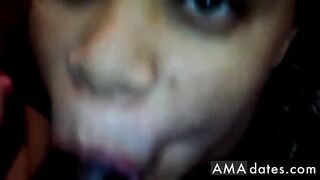 Ebony Amateur Deepthroats in POV Blowjob Video