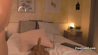 Ginger Babe Ass Up Riding Thick Dildo in Prone Style